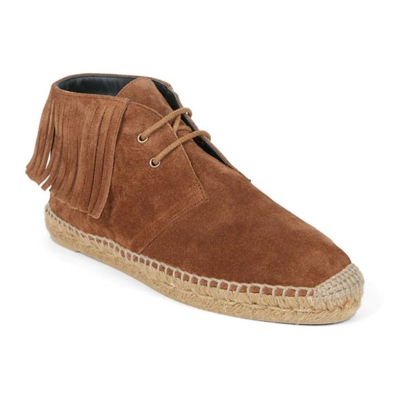 Saint Laurent Fringe Suede Lace-Up Espadrilles - Picture 1 of 7